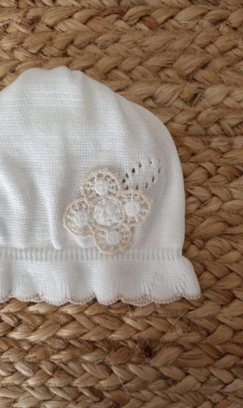 Cappellino in filo di puro cotone Bianco / Sabbia taglia unica Marlù