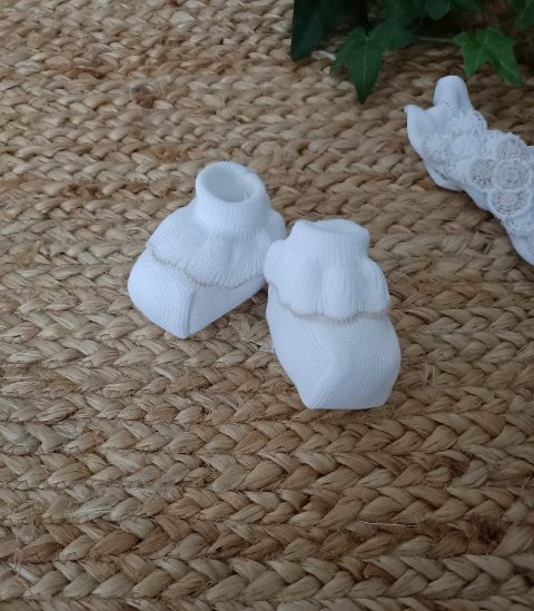 Babbucce in filo di puro cotone Bianco / Sabbia taglia unica Marlù