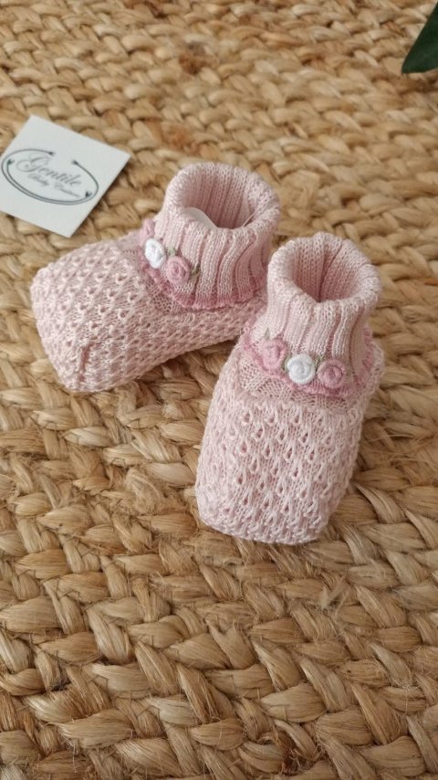 Babbucce in filo di puro cotone Rosa Cipria / Melograno taglia unica Marlù