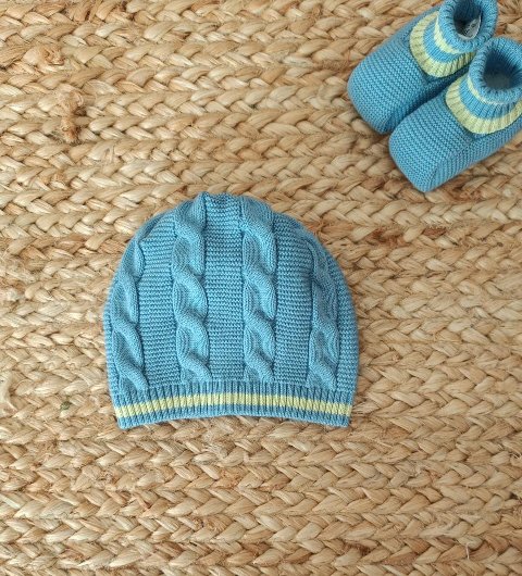 Cappellino in filo di puro cotone Ottanio / Giallo taglia unica Marlù