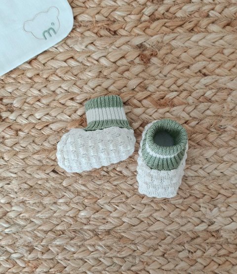 Babbucce in filo di puro cotone Sabbia / Verde Oliva taglia unica Marlù