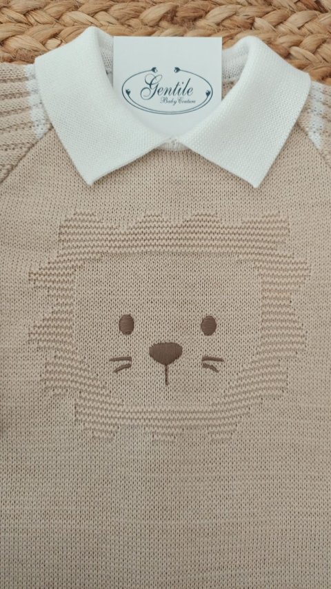 Tutina nascita in filo di puro cotone Bianco/ Sabbia taglia 0-3 mesi Marlù