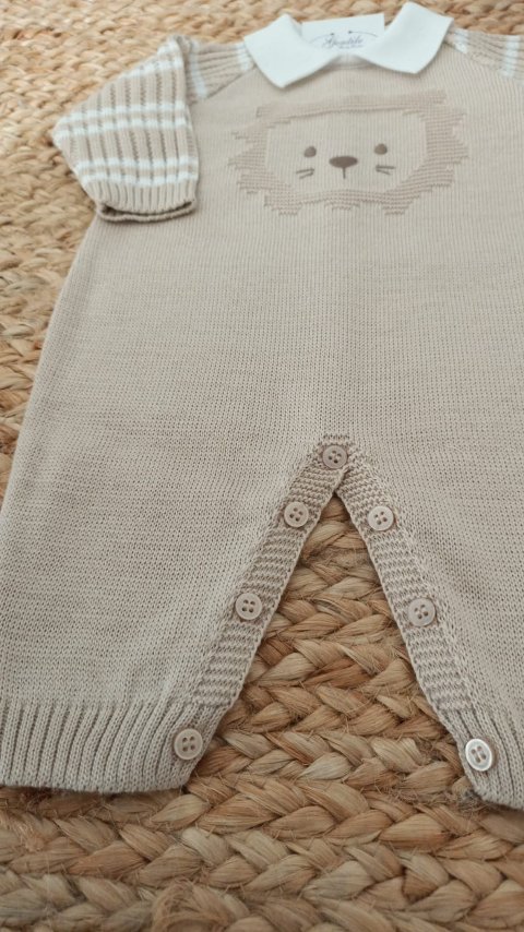 Tutina nascita in filo di puro cotone Bianco/ Sabbia taglia 0-3 mesi Marlù