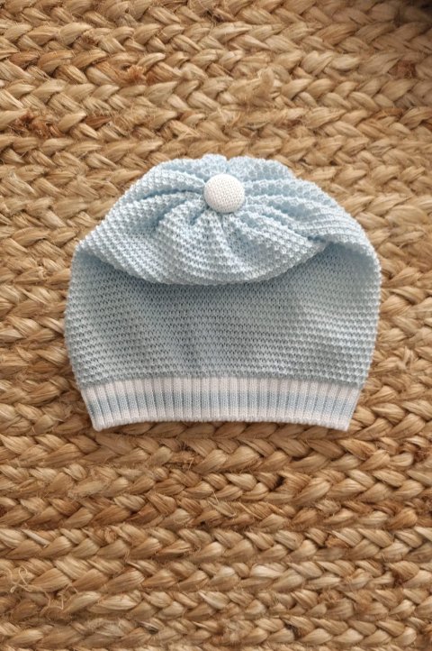 Cappellino in filo di puro cotone Cielo / Bianco taglia unica Marlù