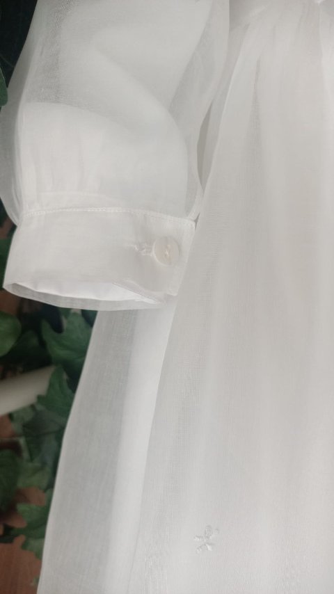 Abito da Battesimo in organza Bianca ricamato a mano taglia 6-9 mesi Gentile Baby Couture Ricamato a mano