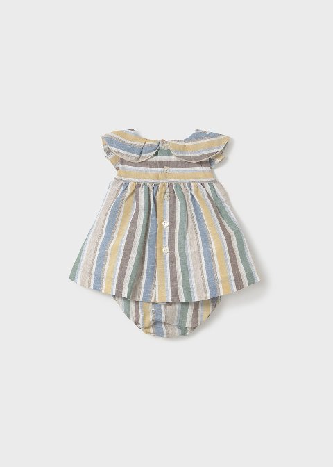 Abito in lino e cotone con culotte a righe Multicolor Mayoral