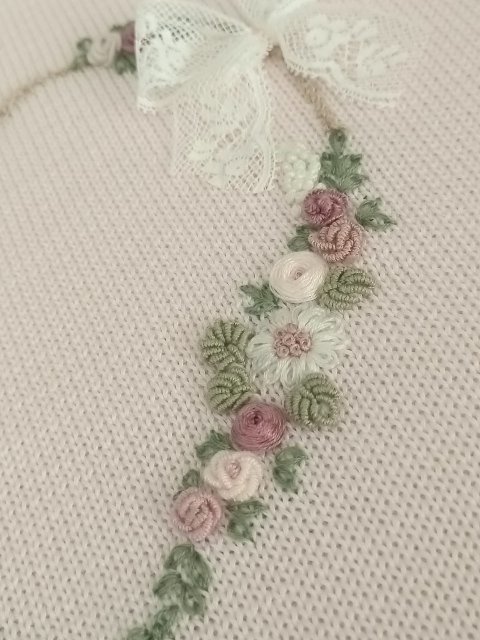 Copertina per carrozzina CUORE in filo di cotone Rosa ricamata a mano Gentile Baby Couture