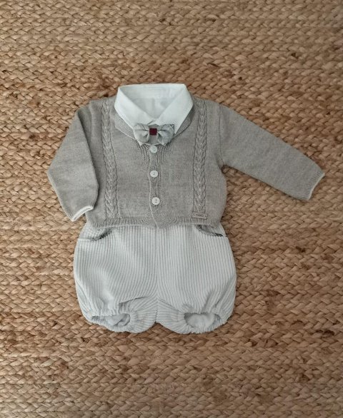 Completo 4 pezzi elegante Noce / Vaniglia taglia 3-6 mesi Marlù