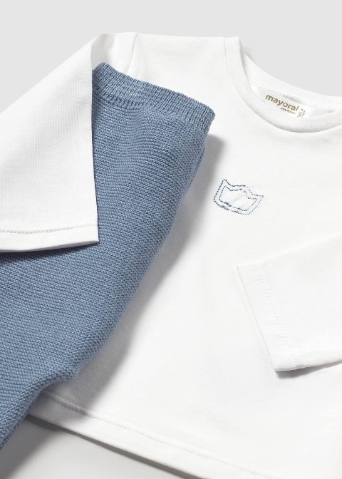 Completo 3 pezzi in cotone Azzurro Mayoral