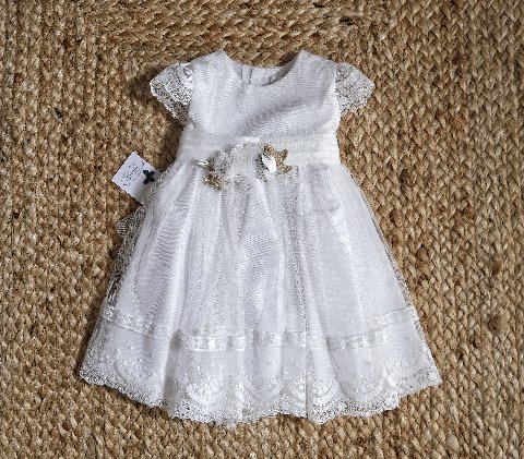 Abito elegante in tulle ricamato Crudo taglia 12 mesi Amaya