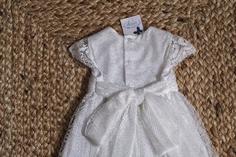Abito elegante in tulle ricamato Crudo taglia 12 mesi Amaya