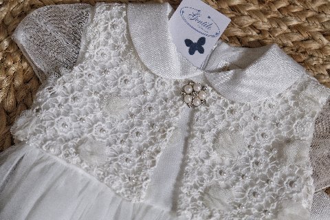 Abito elegante con pizzo e tulle Panna taglia 12 mesi Bimbalò