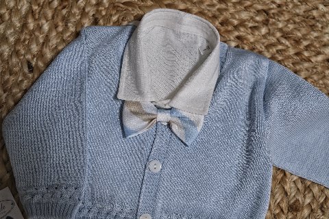 Completo 4 pezzi elegante Cielo / Bianco / Ecrù taglia 3-6 mesi Marlù