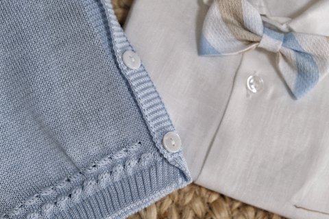 Completo 4 pezzi elegante Cielo / Bianco / Ecrù taglia 3-6 mesi Marlù