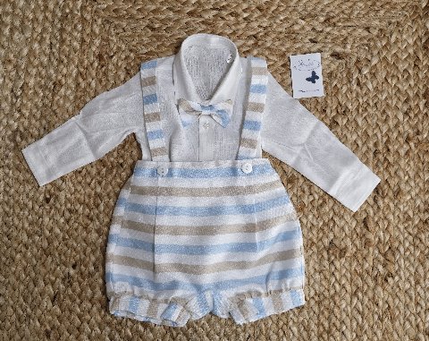 Completo 4 pezzi elegante Cielo / Bianco / Ecrù taglia 3-6 mesi Marlù