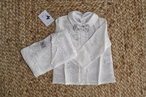 Completo 4 pezzi elegante Vaniglia / Ecrù / Verde Oliva taglia 9-12 mesi Marlù