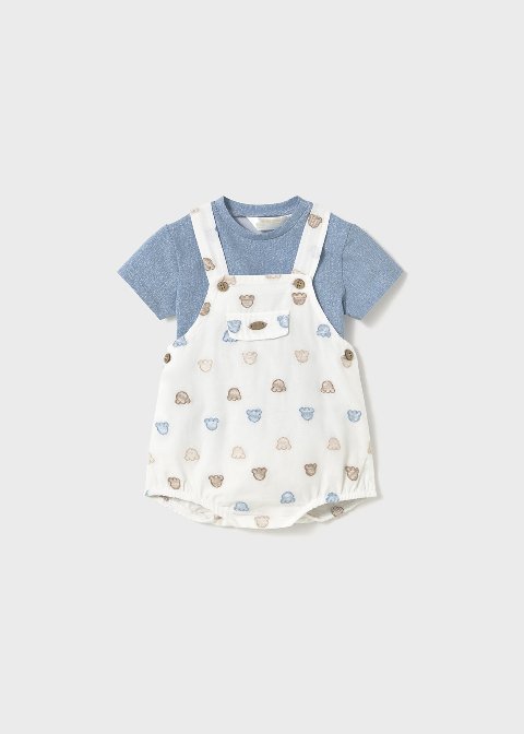 Salopette 2 pezzi in cotone Azzurro / Bianco Mayoral