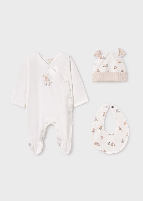 Completo 3 pezzi in jersey di cotone Panna Mayoral
