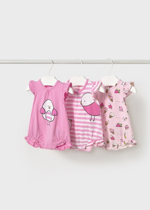 Set 3 pagliaccetti in jersey di cotone Rosa Mayoral