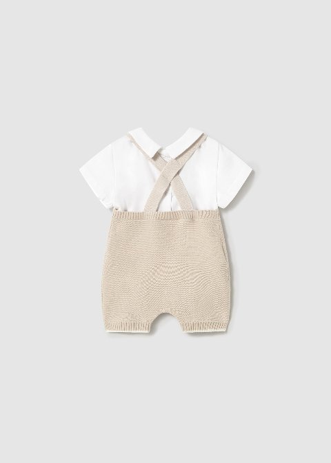 Salopette 2 pezzi in cotone Beige / Bianco Mayoral