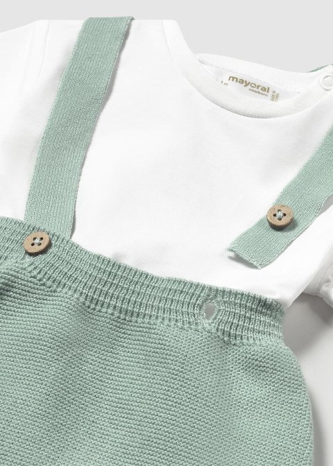 Completo 3 pezzi in filo di puro cotone Bianco / Menta taglia 2-4 mesi Mayoral