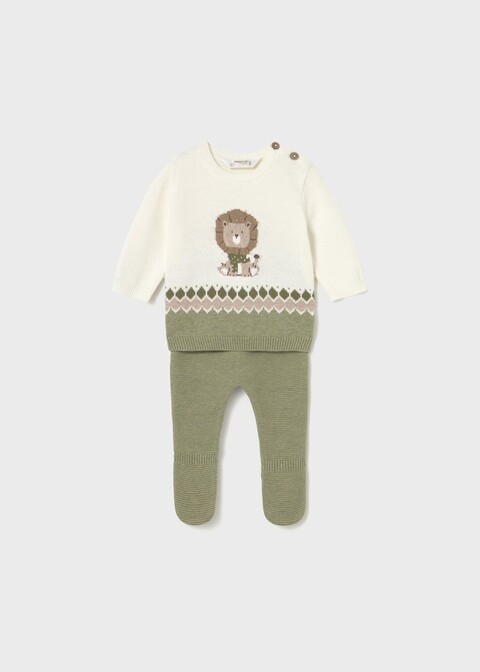 Completo 2 pezzi in caldo cotone Leoncino Panna / Verde Mayoral