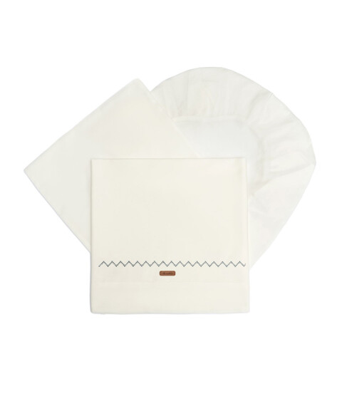 Set lenzuolino 3 pezzi per carrozzina in puro cotone Bianco Latte / Blu Barcellino