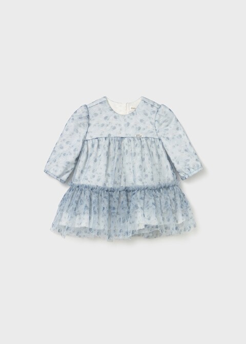 Vestito in caldo cotone e tulle Mineral Mayoral
