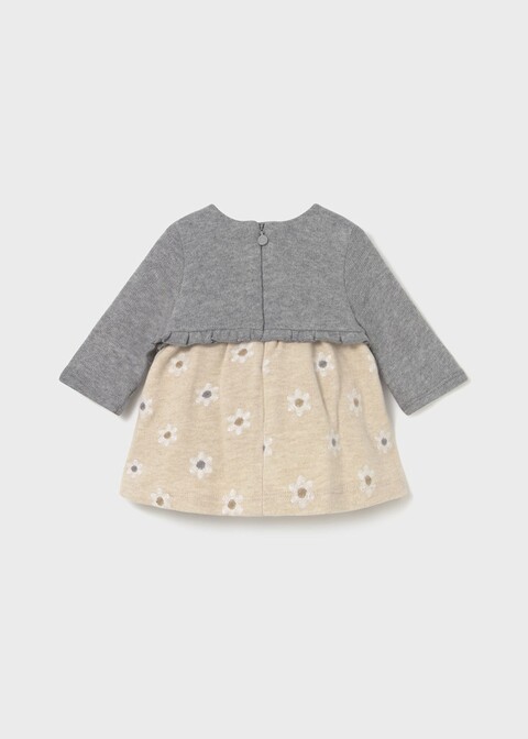 Vestito in caldo cotone con cardigan integrato Grigio / Beige Mayoral