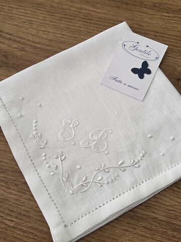 Fazzoletto Il mio Battesimo in puro lino Gentile Baby Couture Con orlo a giorno