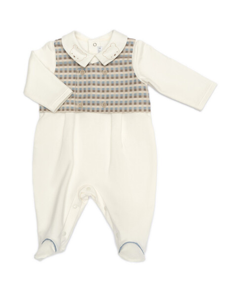 Tutina in caldo cotone con gilet Bianco Latte / Cielo / Tortora Barcellino