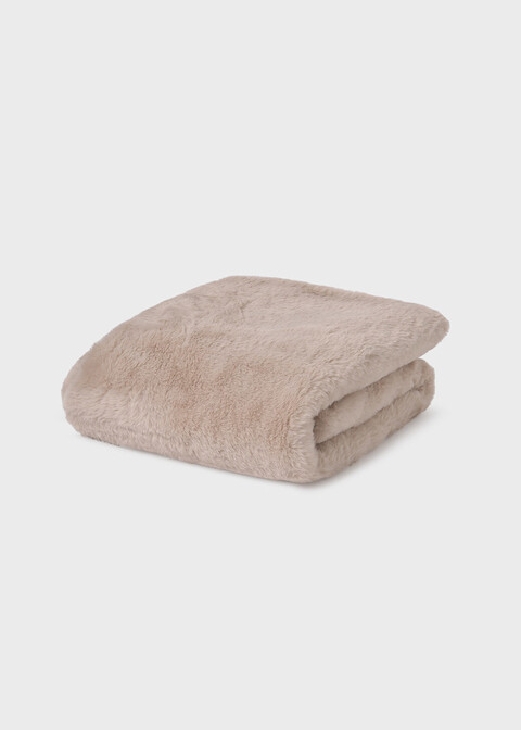 Copertina per carrozzina in pellicciotto con pompon Beige Mayoral