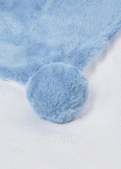 Copertina per carrozzina in pellicciotto con pompon Azzurro Mayoral