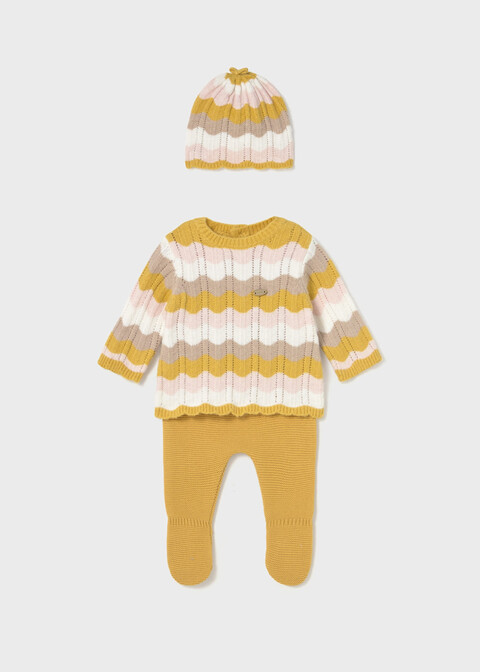 Completo 3 pezzi in caldo cotone Giallo / Tortora / Rosa Mayoral