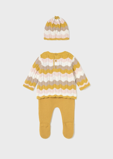Completo 3 pezzi in caldo cotone Giallo / Tortora / Rosa Mayoral