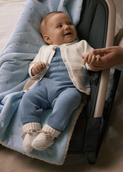 Completo salopette 3 pezzi Panna / Azzurro / Tortora Mayoral