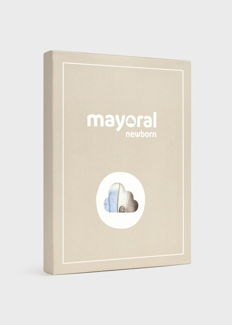 Completo salopette 3 pezzi Panna / Azzurro / Tortora Mayoral