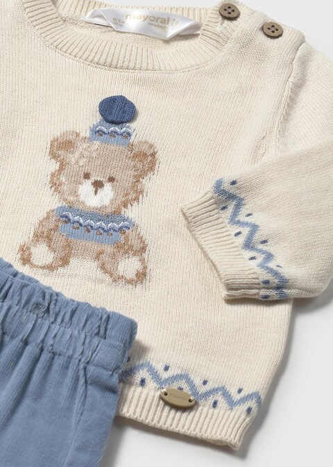 Completo 2 pezzi in caldo cotone Panna / Azzurro Mayoral