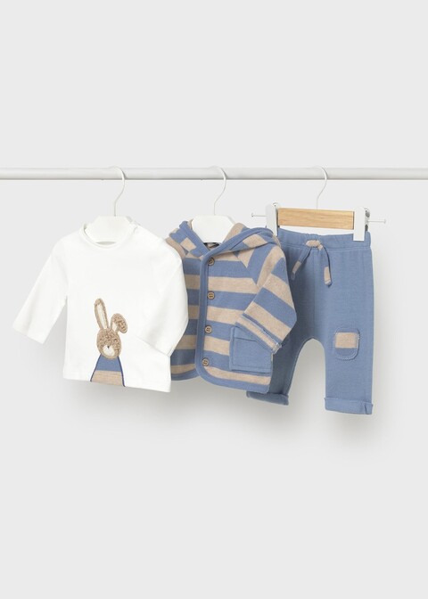 Completo 3 pezzi in caldo cotone Azzurro / Beige Mayoral