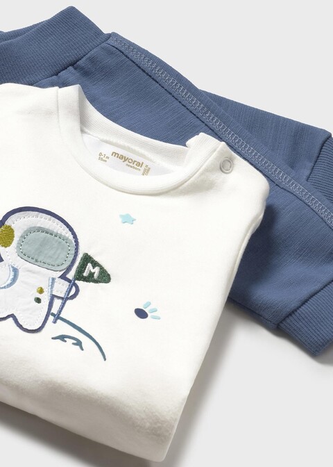 Completo 3 pezzi in felpa con gilet Panna / Blu Mayoral