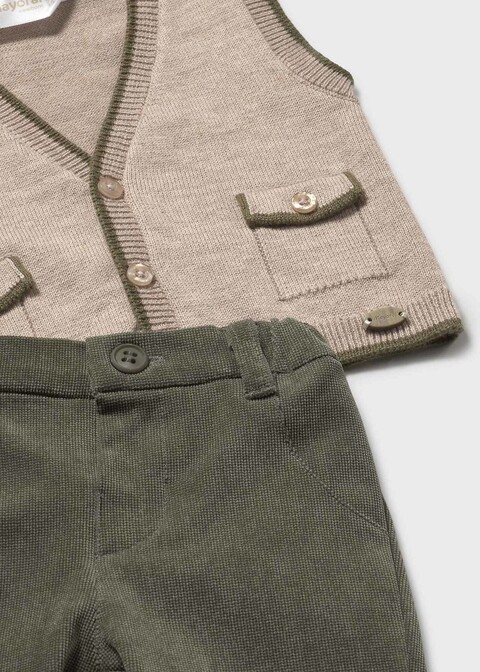 Completo 3 pezzi in caldo cotone Beige / Verde Mayoral