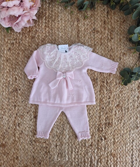 Completo 2 pezzi in pura lana Rosa taglia 0-3 mesi Marlù