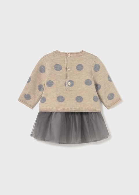 Vestito con maglioncino a pois Beige/Grigio Mayoral