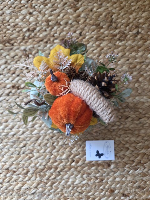 Zucca decorativa in velluto con fiori e rami Gentile Ricami Piccolo