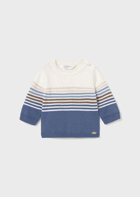 Maglione neonato in caldo cotone Panna / Azzurro Mayoral