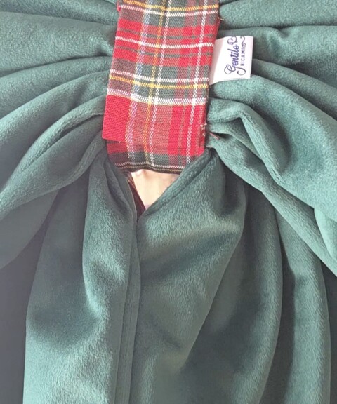 Doppio fiocco natalizio in velluto verde e tessuto tartan Gentile Ricami Grande