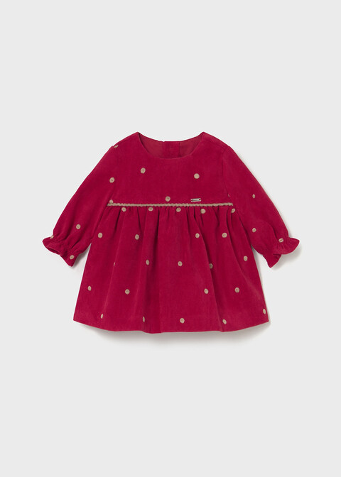 Vestito in caldo cotone Rosso con pois ricamati Mayoral