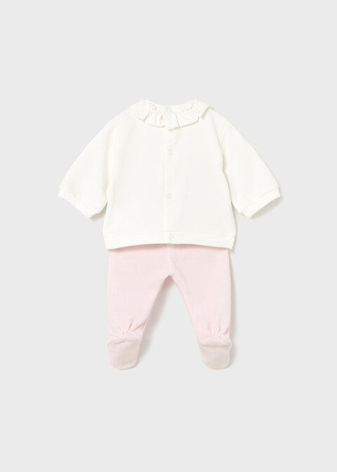 Completo 2 pezzi in caldo cotone Panna / Rosa Mayoral