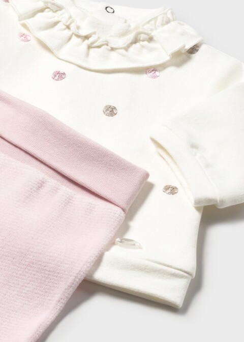 Completo 2 pezzi in caldo cotone Panna / Rosa Mayoral