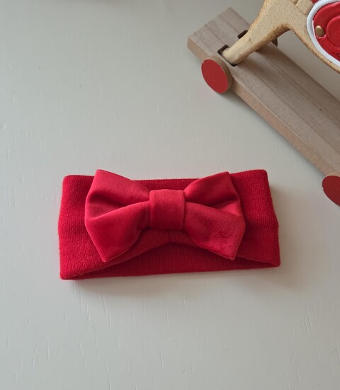 Fascetta in caldo cotone con fiocco in velluto Rossa taglia unica Pappa e Latte